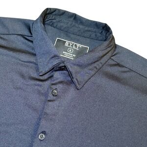 BYLT Premium Basics Executive Fit Shirt Mens XL Black Short Sleeve Button Down